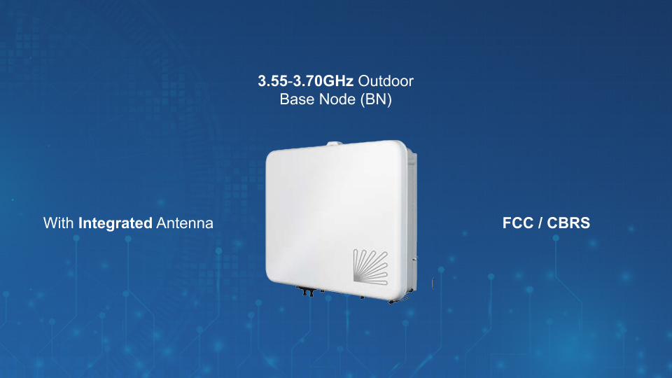 Tarana G1 3.55–3.70GHz Outdoor Base Node with integrated antenna, FCC and CBRS certified, for wireless networks, from Winncom Technologies.