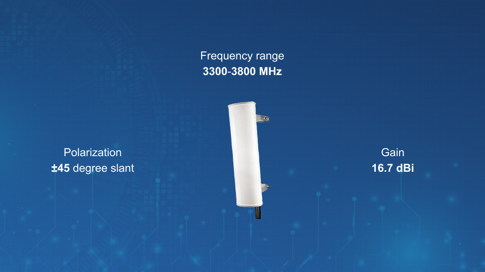 KPPA-3GHZDP90S-45 90° Sector Antenna, 16.5 dBi, Dual Slant ±45°, 3GHz GEN II with Cables | Winncom Technologies