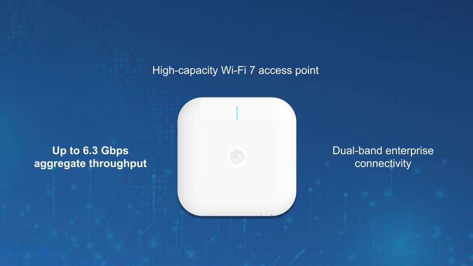 X7-53X Dual-Radio Dual-Band Wi-Fi 7 Indoor AP, 802.11ax/be 2+4 2.4GHz / 5GHz WLAN Access Point with Integrated Antennas, 5GbE, BLE / Zigbee.