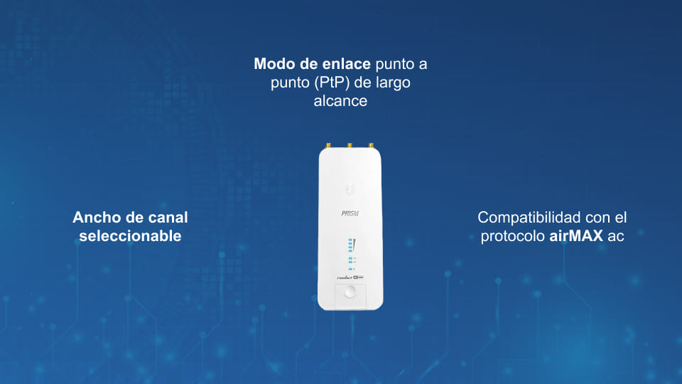 Estación base UISP airMax Rocket Prism AC de 5 GHz con tecnología de filtrado activo de RF airPrism.