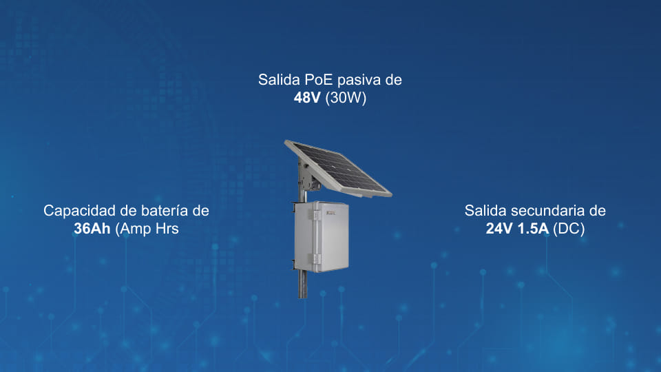 Tycon Sistema de energía remota continuo RemotePro Off-Grid de 12V y 8W, panel solar de 30W con soporte de montaje, gabinete de policarbonato, batería de 12V 36Ah, voltaje PoE de 48V, salida auxiliar 12V 18W, RPPL1248-36-30