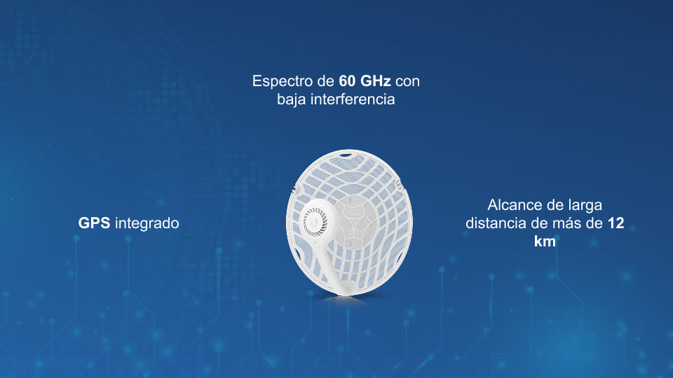 Radio puente UISP airFiber LR PtP de 60 GHz para enlaces de largo alcance con antena integrada, disponible para la región CALA.
